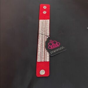 Paparazzi Red and Silver Snap Bracelet